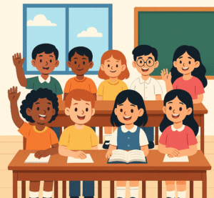 Anantapur Samagra Shiksha 2025 job notification for deputation vacancies with icons of teacher, school, books, and official documents in a school environment - Teluguways.com