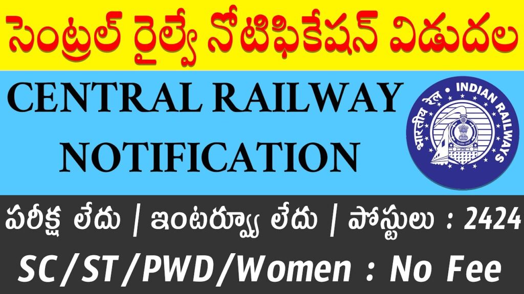 Central Railway Apprentice Recruitment 2025 – Apply Online for 2424 Posts | 10th + ITI Eligibility | RRC CR Jobs