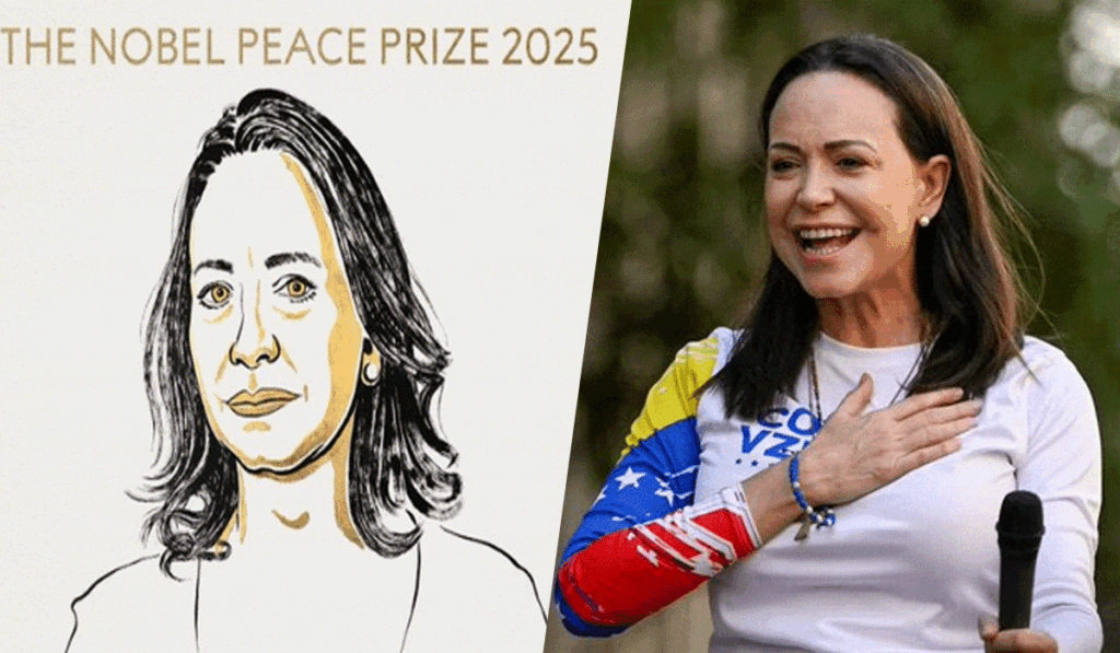 María Corina Machado receives the 2025 Nobel Peace Prize in Oslo for her fight for democracy and human rights. 🌍✨