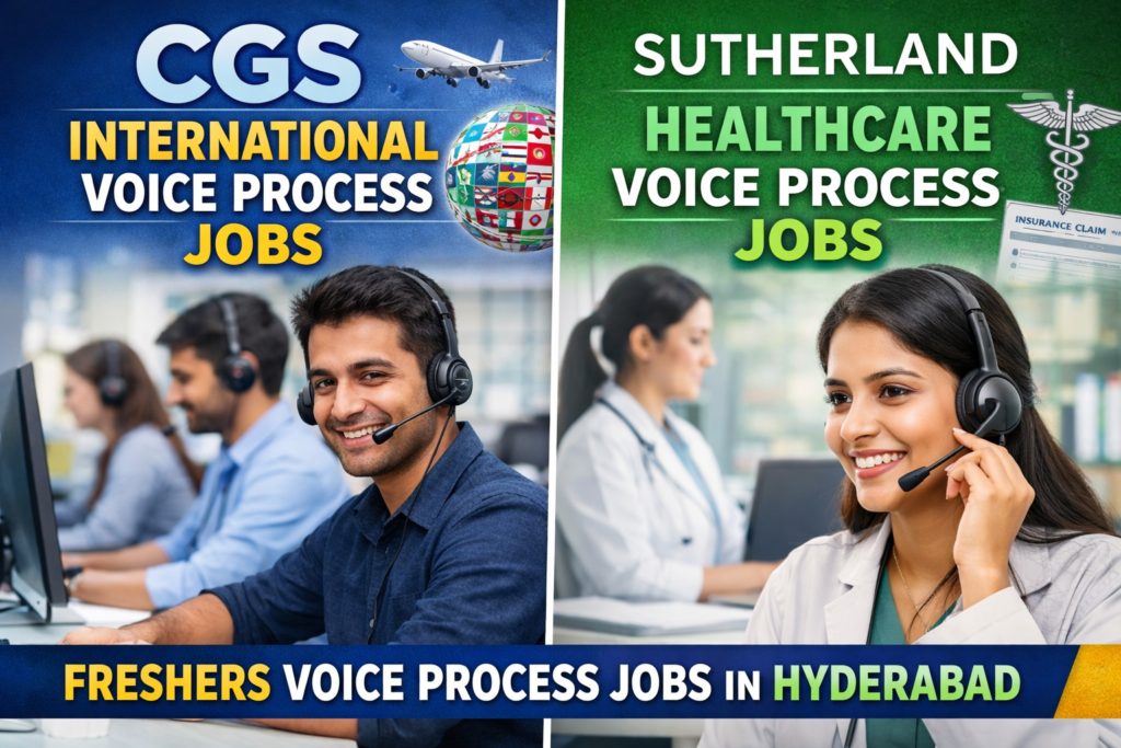 Freshers voice process jobs in Hyderabad at CGS and Sutherland