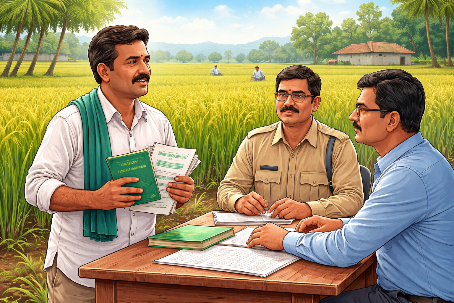 Farmer proving agricultural surplus land ownership with revenue records in India - Teluguways.com