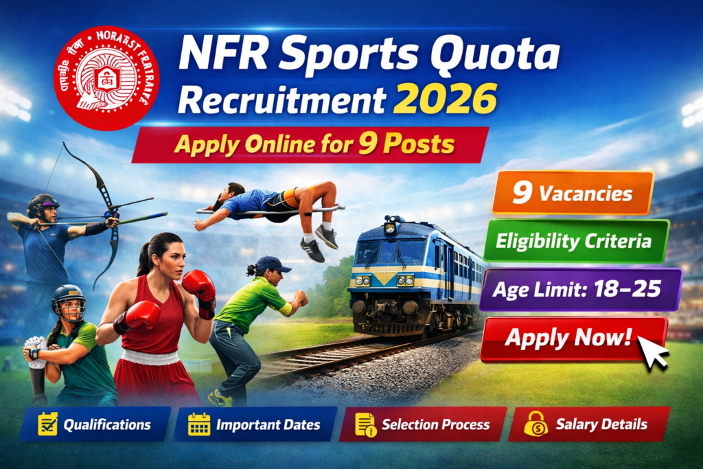 NFR Sports Quota Recruitment 2026 9 vacancies eligibility age limit apply online details - Teluguways.com