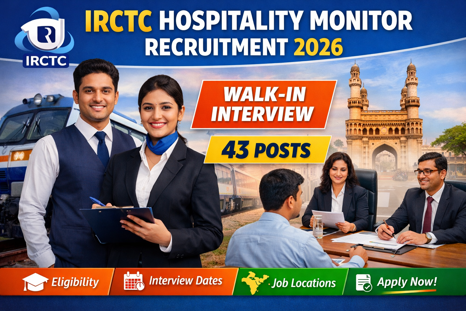 IRCTC Hospitality Monitor Recruitment 2026 Walk in Interview for 43 Posts - Teluguways.com